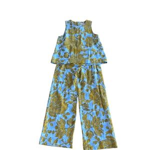 Philosophy Blue & Gold Floral Matching Set | Designer-Inspired Palazzo Style